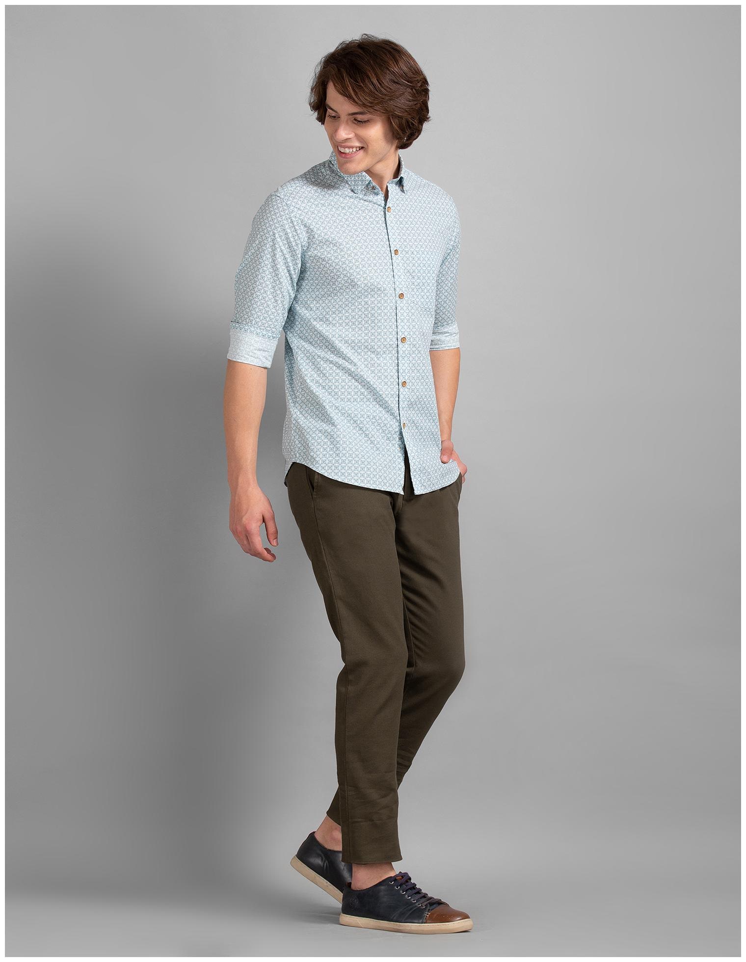 

True Blue Men Green Solid Slim fit Regular trousers