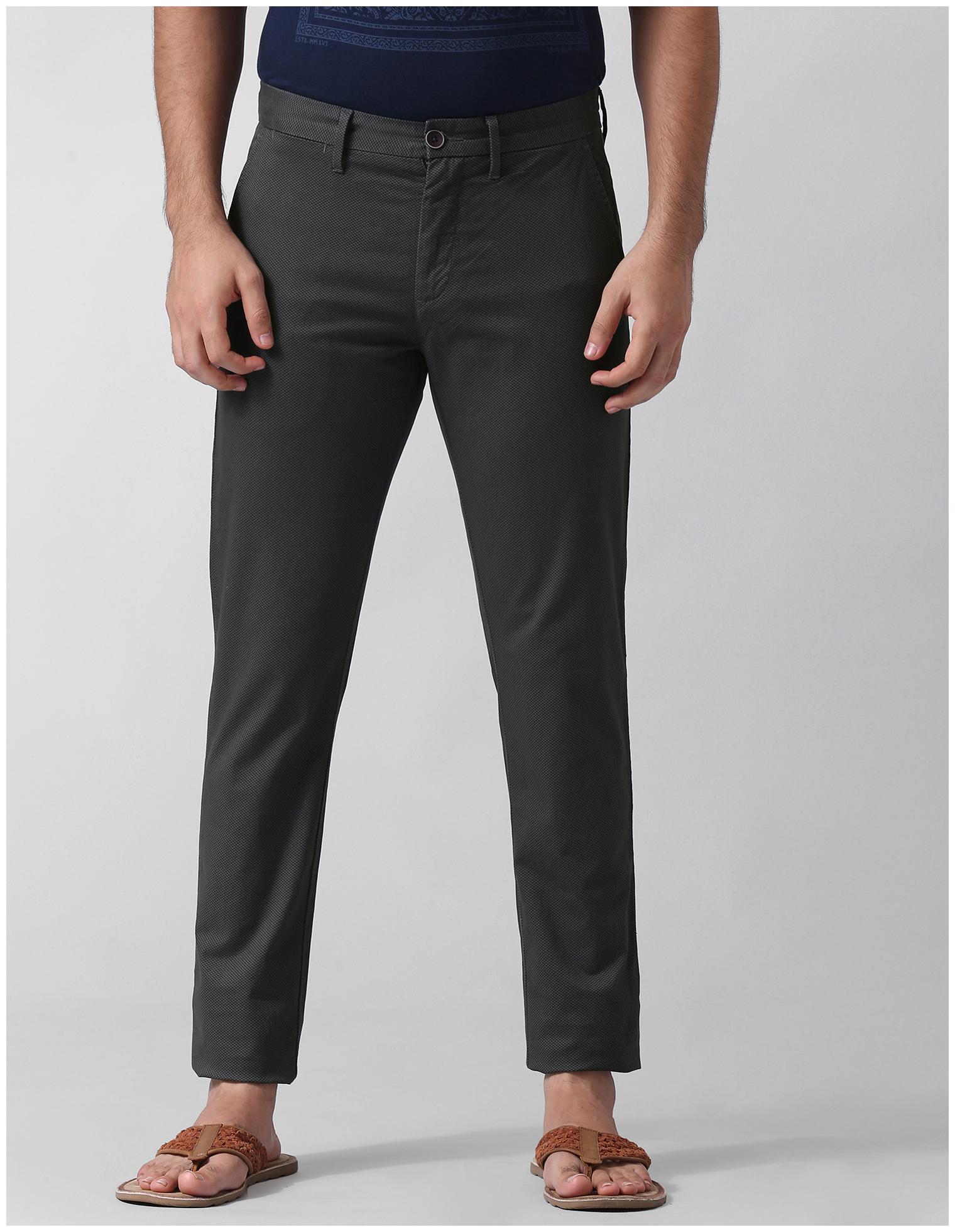 

True Blue Men Grey Printed Slim fit Regular trousers