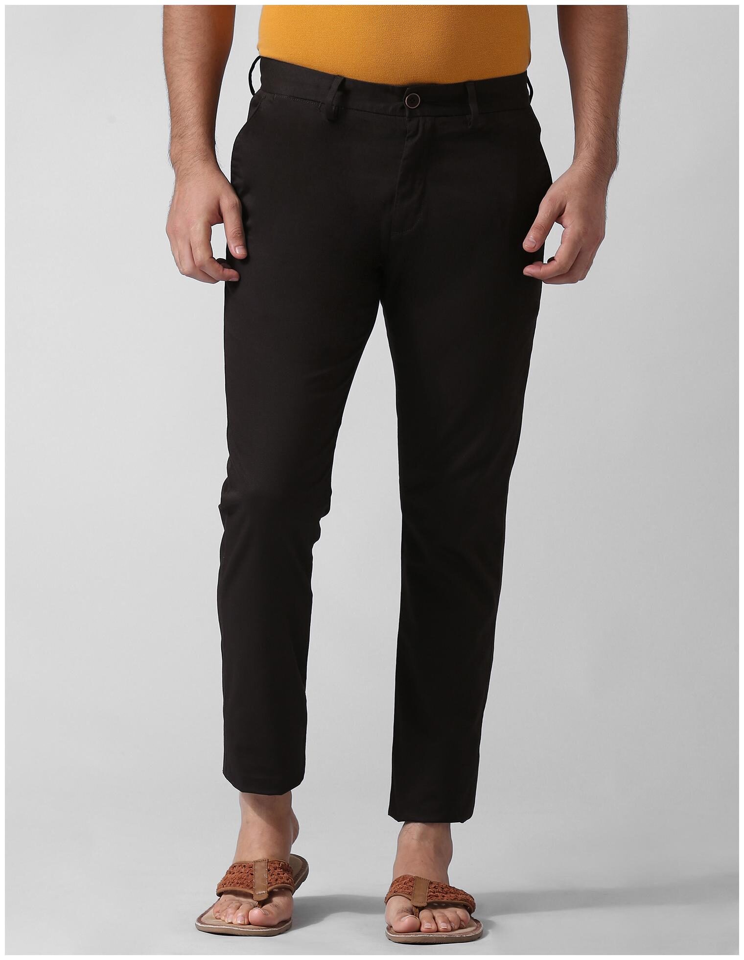 

True Blue Men Solid Slim Fit Formal Trouser - Brown