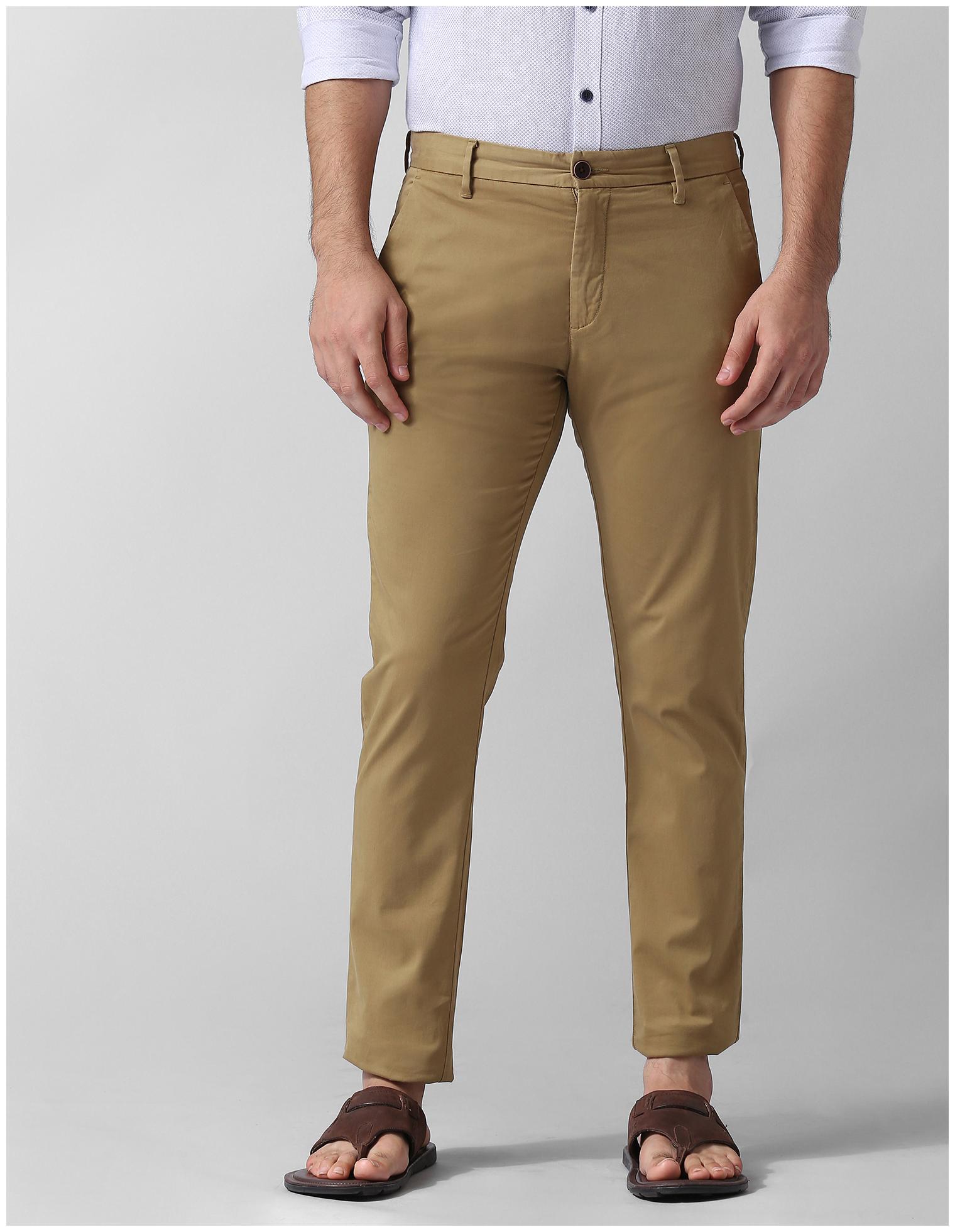 

True Blue Men Beige Solid Slim fit Regular trousers