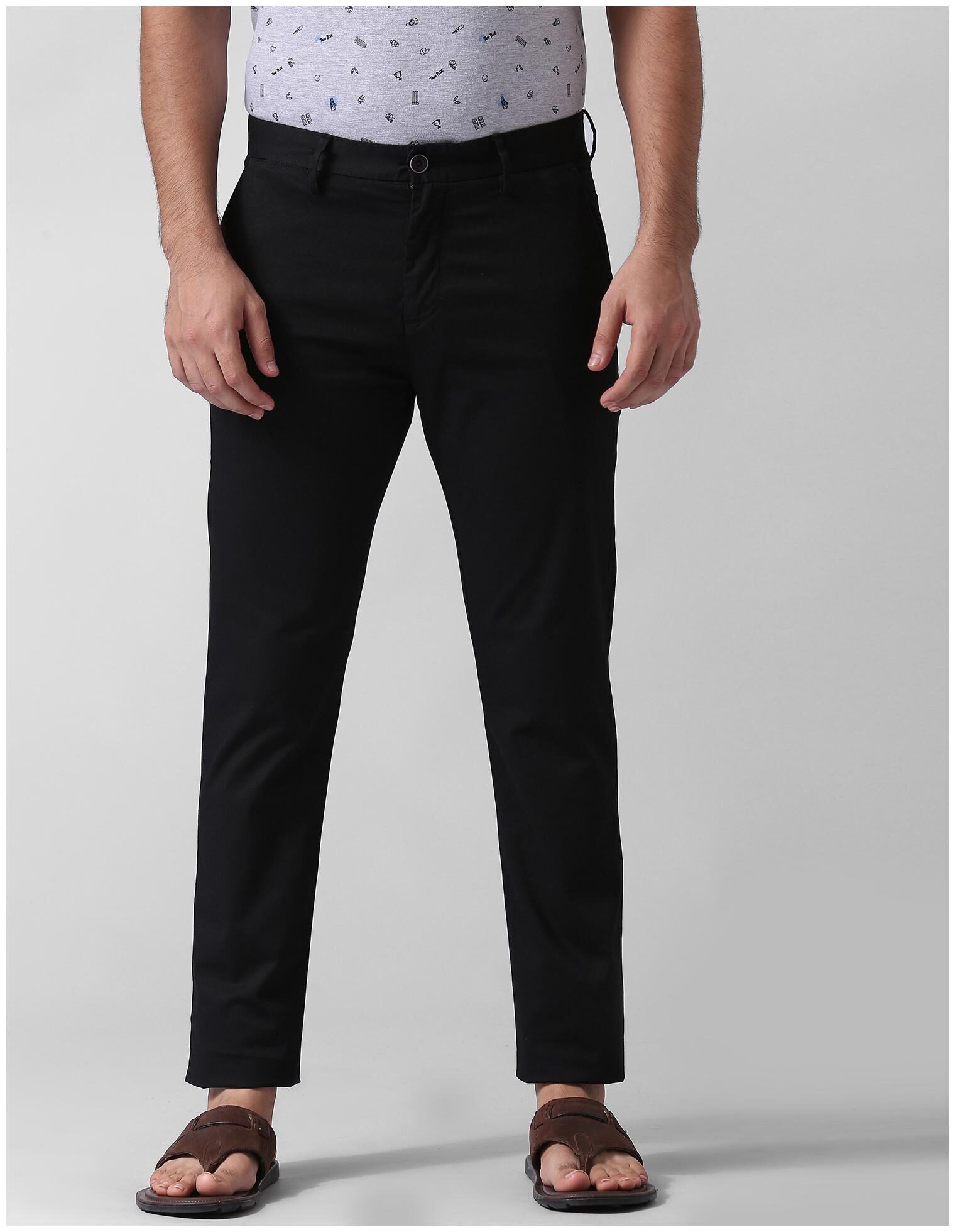 

True Blue Men Black Solid Slim fit Regular trousers