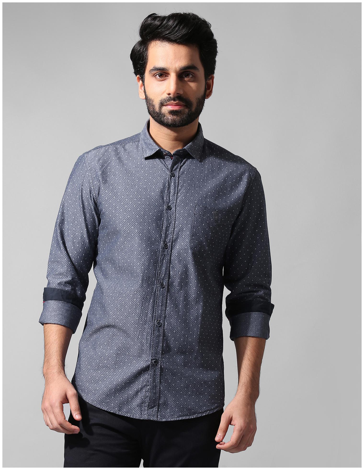 

True Blue Men Blue Printed Slim Fit Casual Shirt