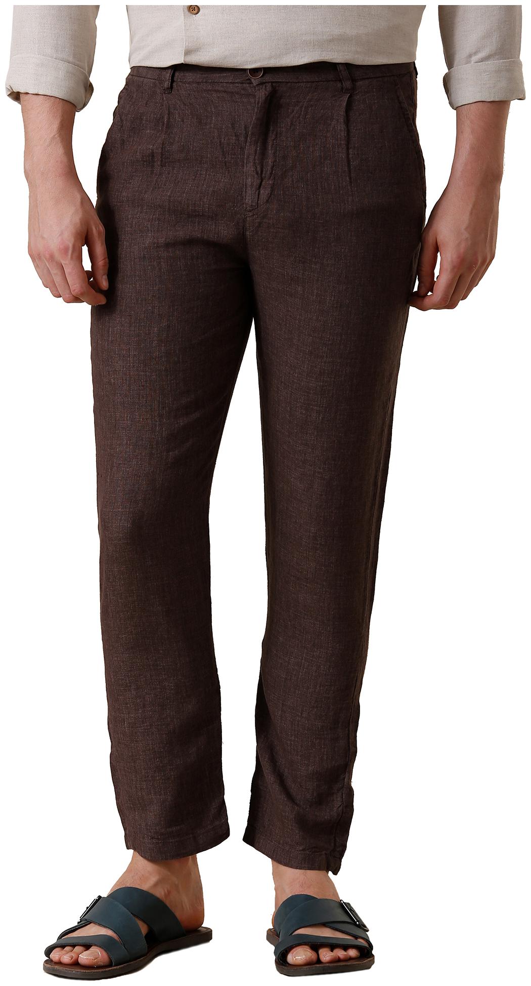 

True Blue Men Brown Solid Slim fit Regular trousers