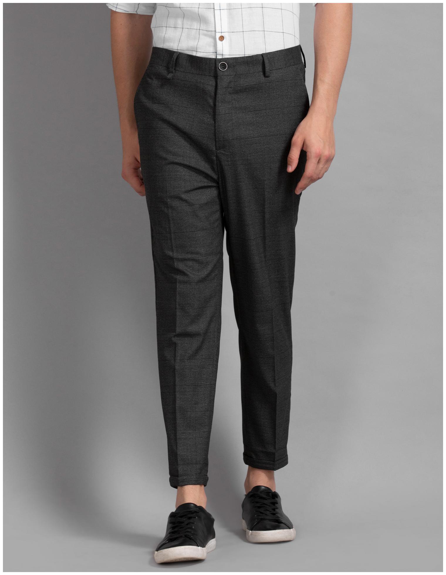 

True Blue Men Grey Checked Slim fit Regular trousers