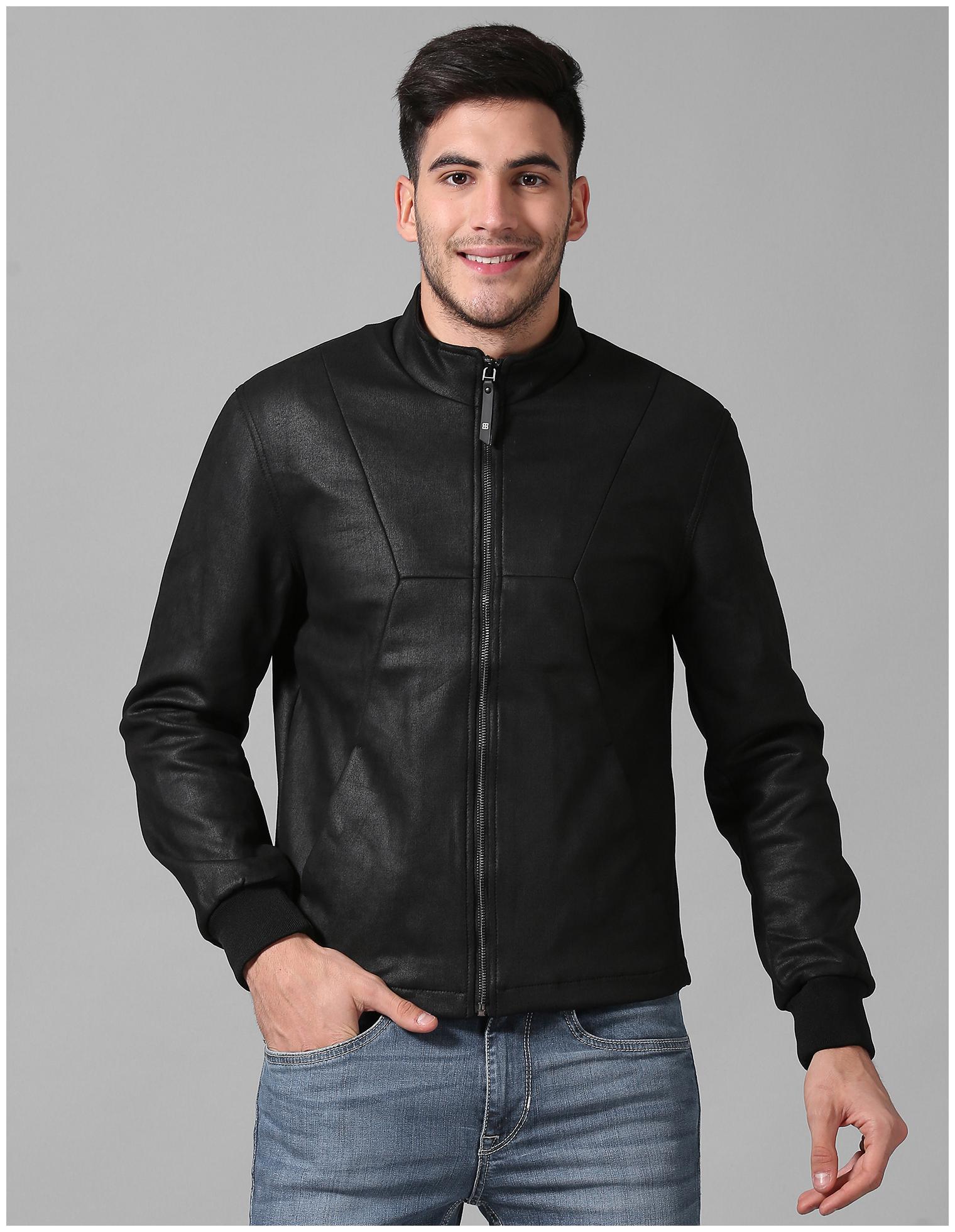 

True Blue Men Black Solid Bomber jacket