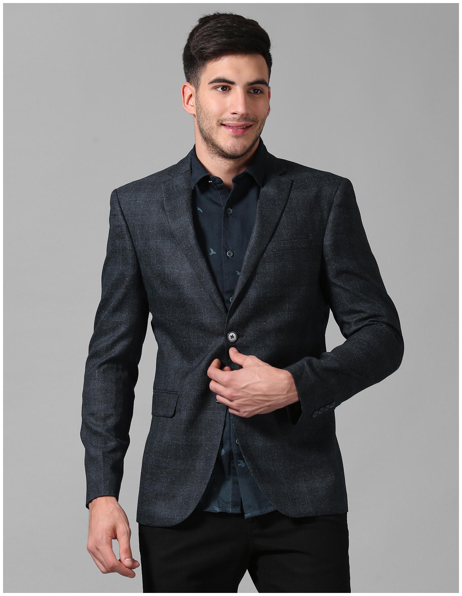 

True Blue Men Navy blue Solid Slim fit Single Breasted Blazer