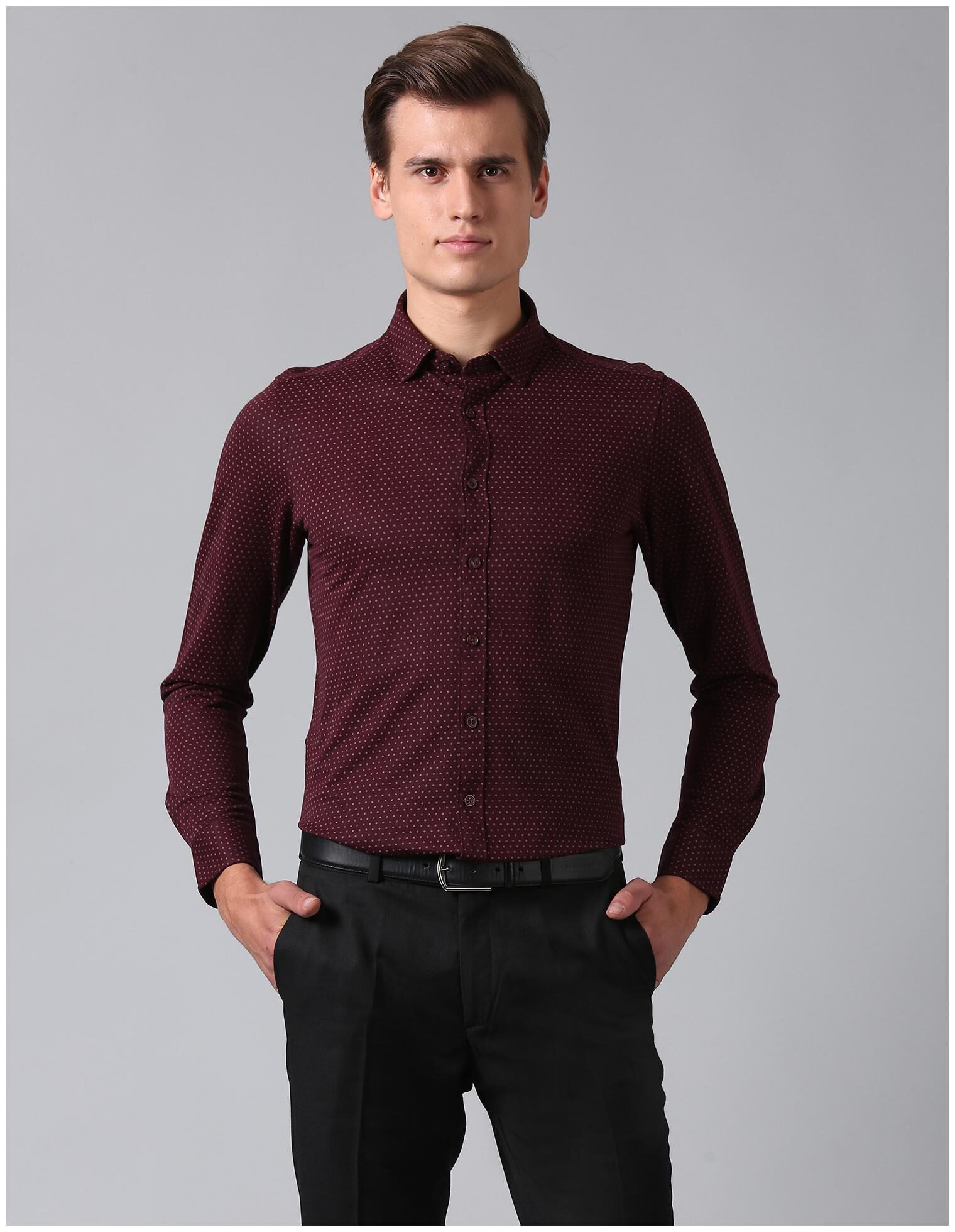 

True Blue Men Maroon Pinstrips Slim Fit Casual Shirt
