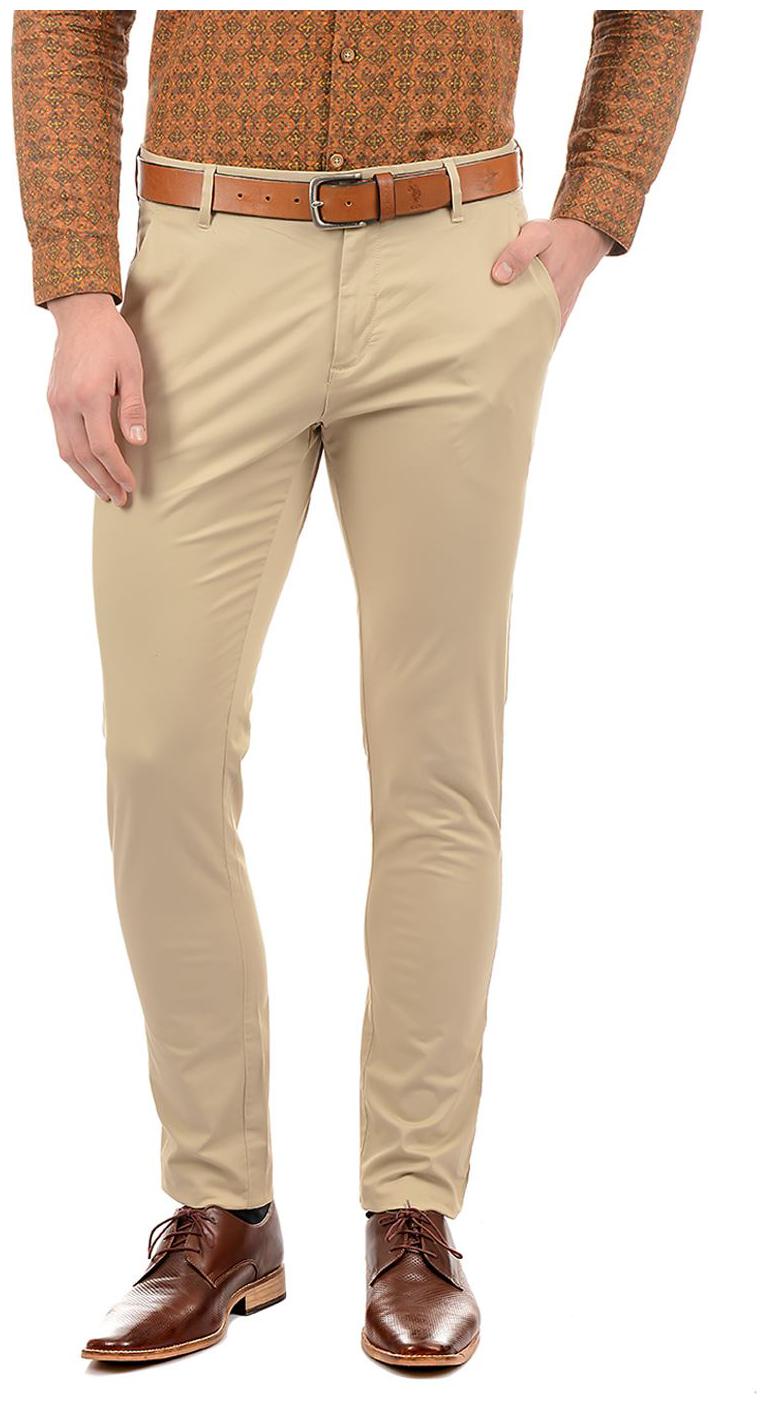 

True Blue Men Beige Solid Slim fit Regular trousers