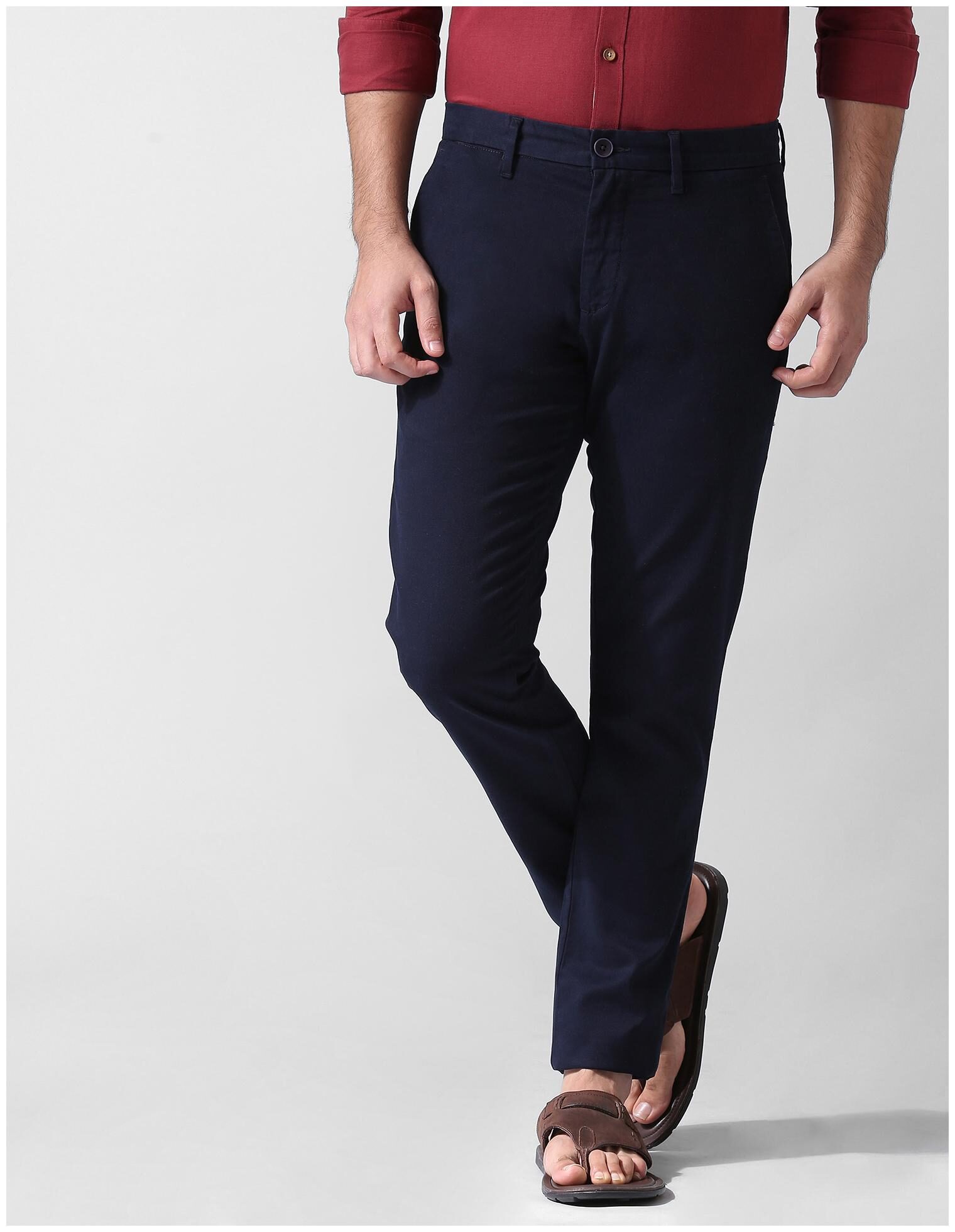 

True Blue Men Blue Solid Slim fit Regular trousers