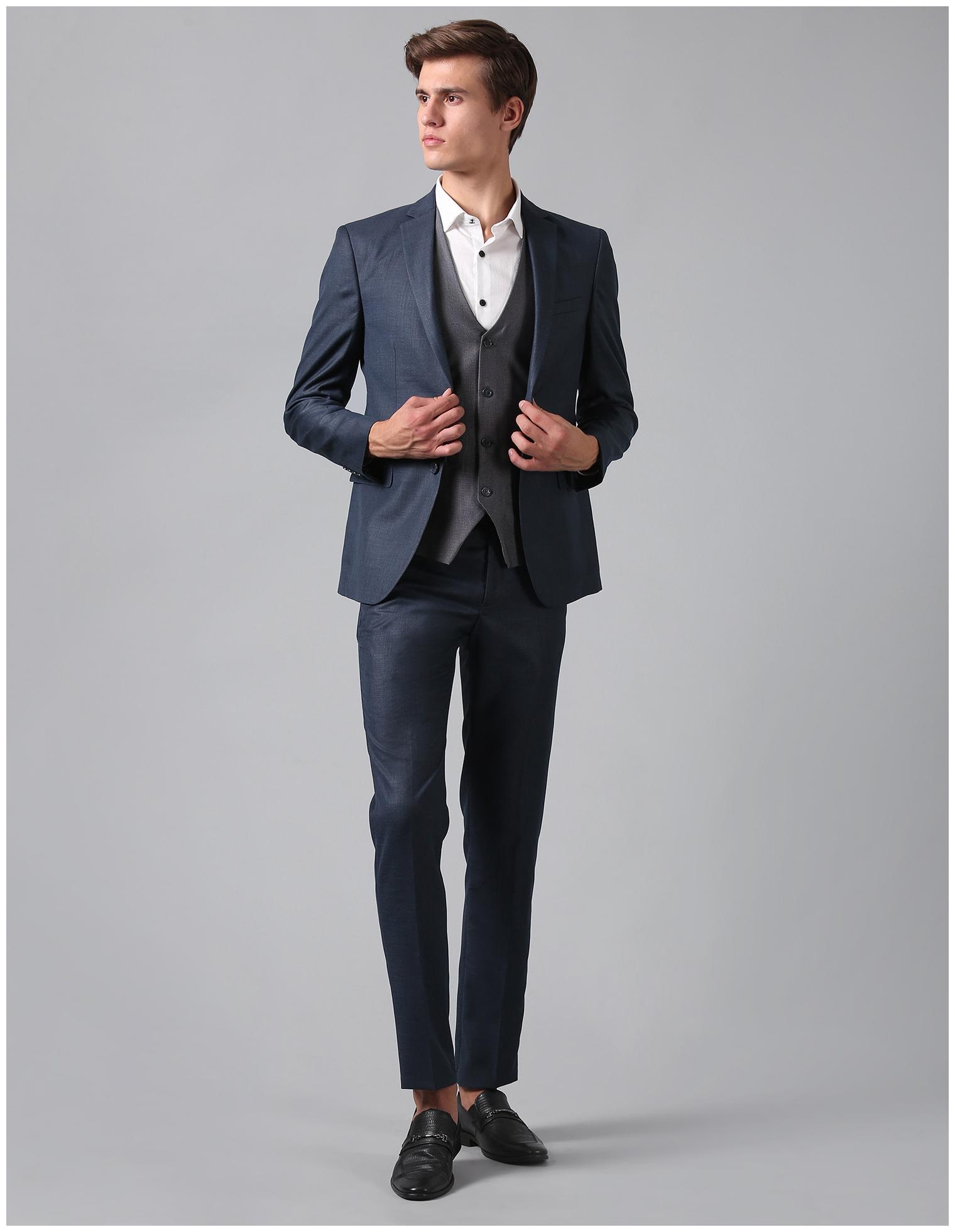 

True Blue Men Blue Blazer and Waistcoat with Trousers Three Piece Suit