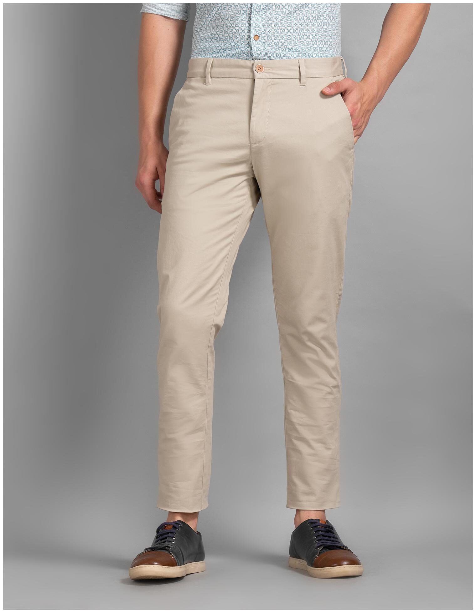 

True Blue Men Beige Solid Slim fit Regular trousers