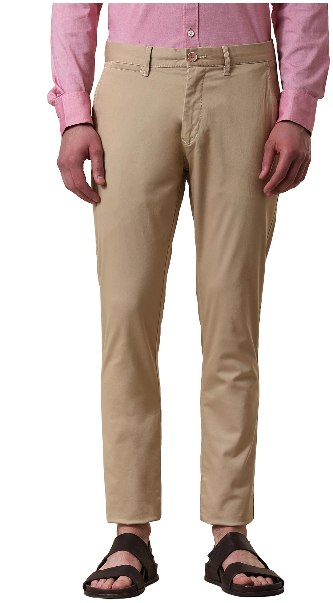 

True Blue Men Beige Solid Slim fit Regular trousers