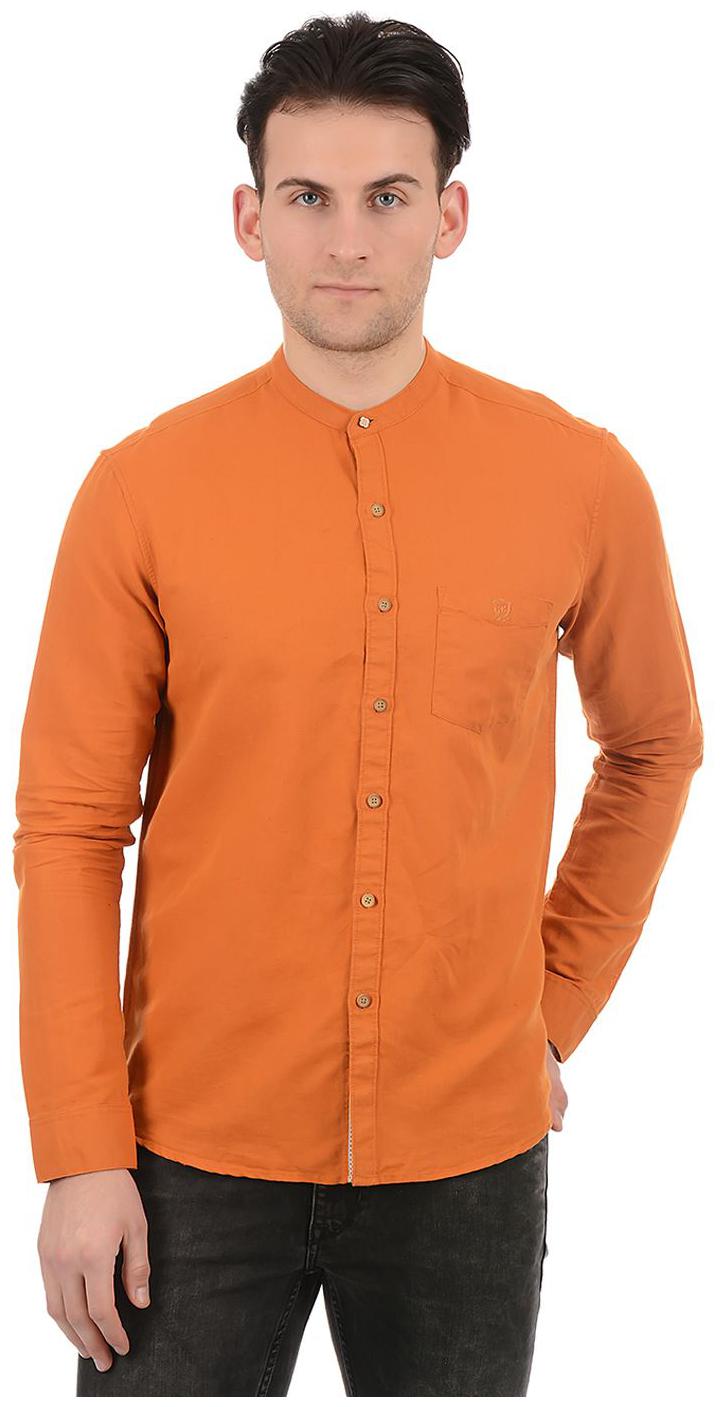 

True Blue Men Orange Solid Slim Fit Casual Shirt