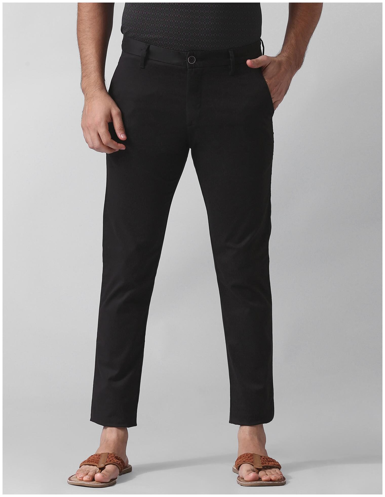 

True Blue Men Black Solid Slim fit Regular trousers