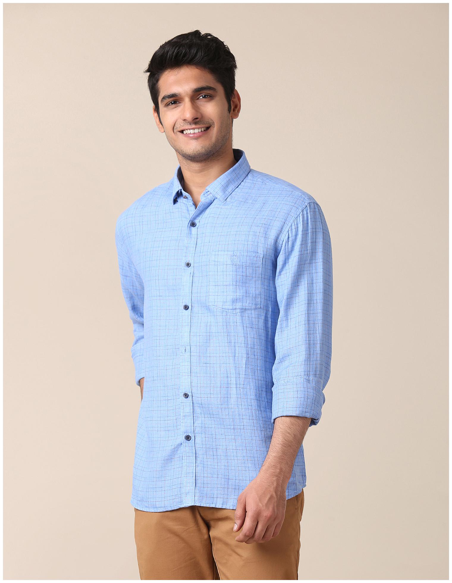 

True Blue Men Blue Checked Slim Fit Casual Shirt