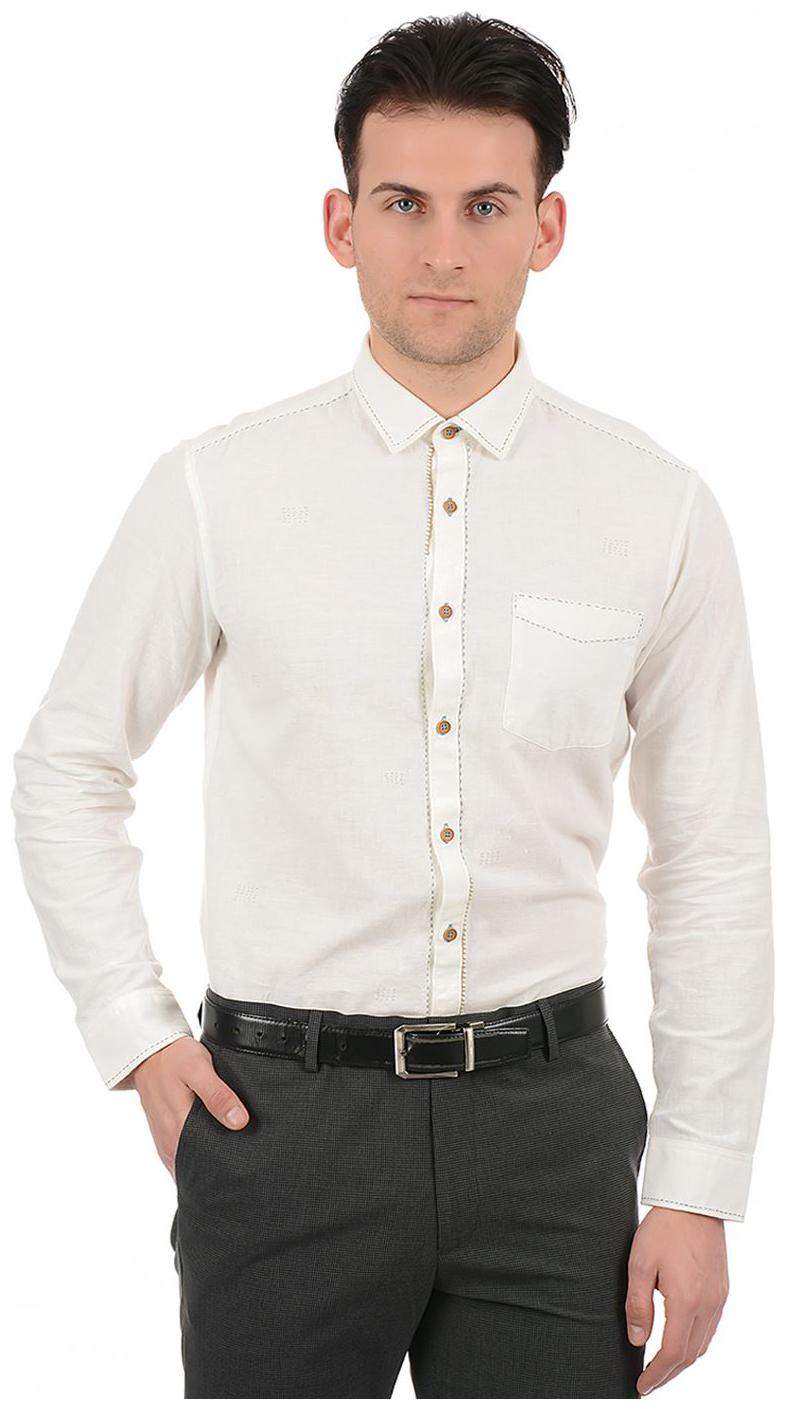 

True Blue Men White Solid Slim Fit Casual Shirt