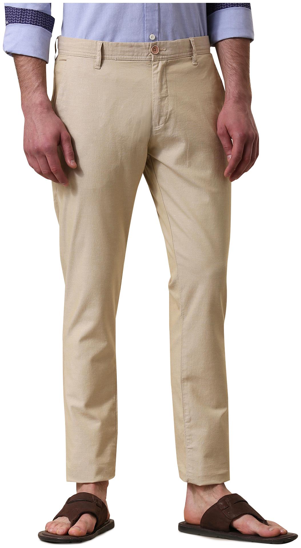 

True Blue Men Beige Solid Slim fit Regular trousers