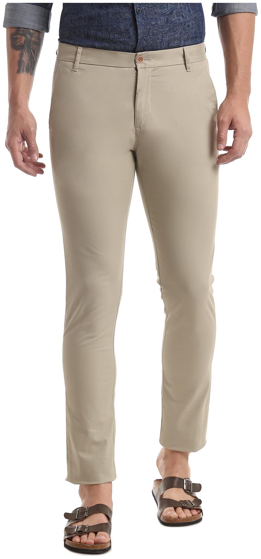 

True Blue Men Beige Solid Slim fit Regular trousers