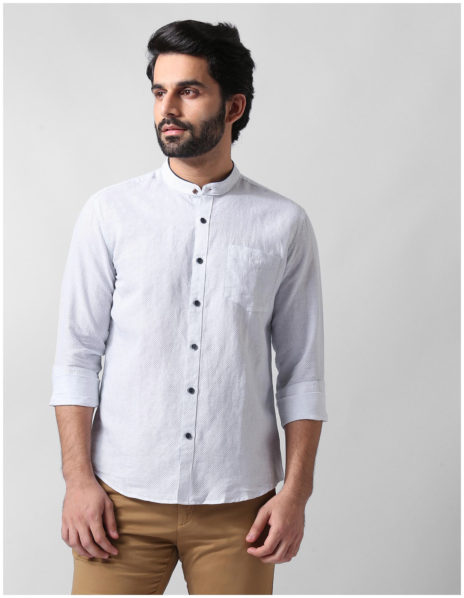 

True Blue Men White Printed Slim Fit Casual Shirt