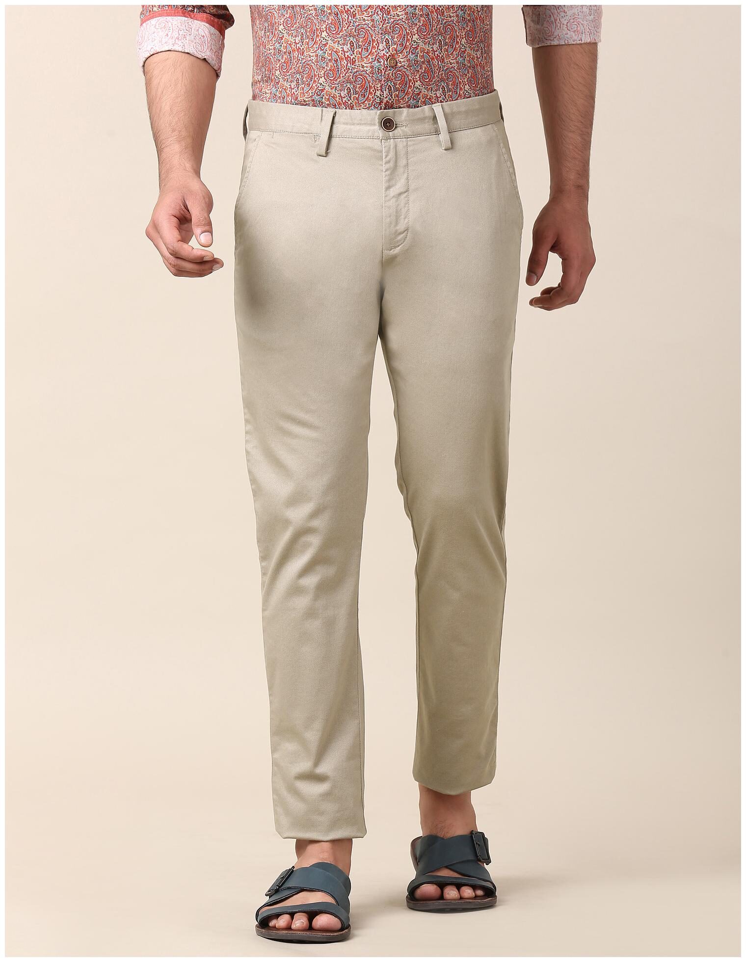 

True Blue Men Beige Solid Slim fit Regular trousers