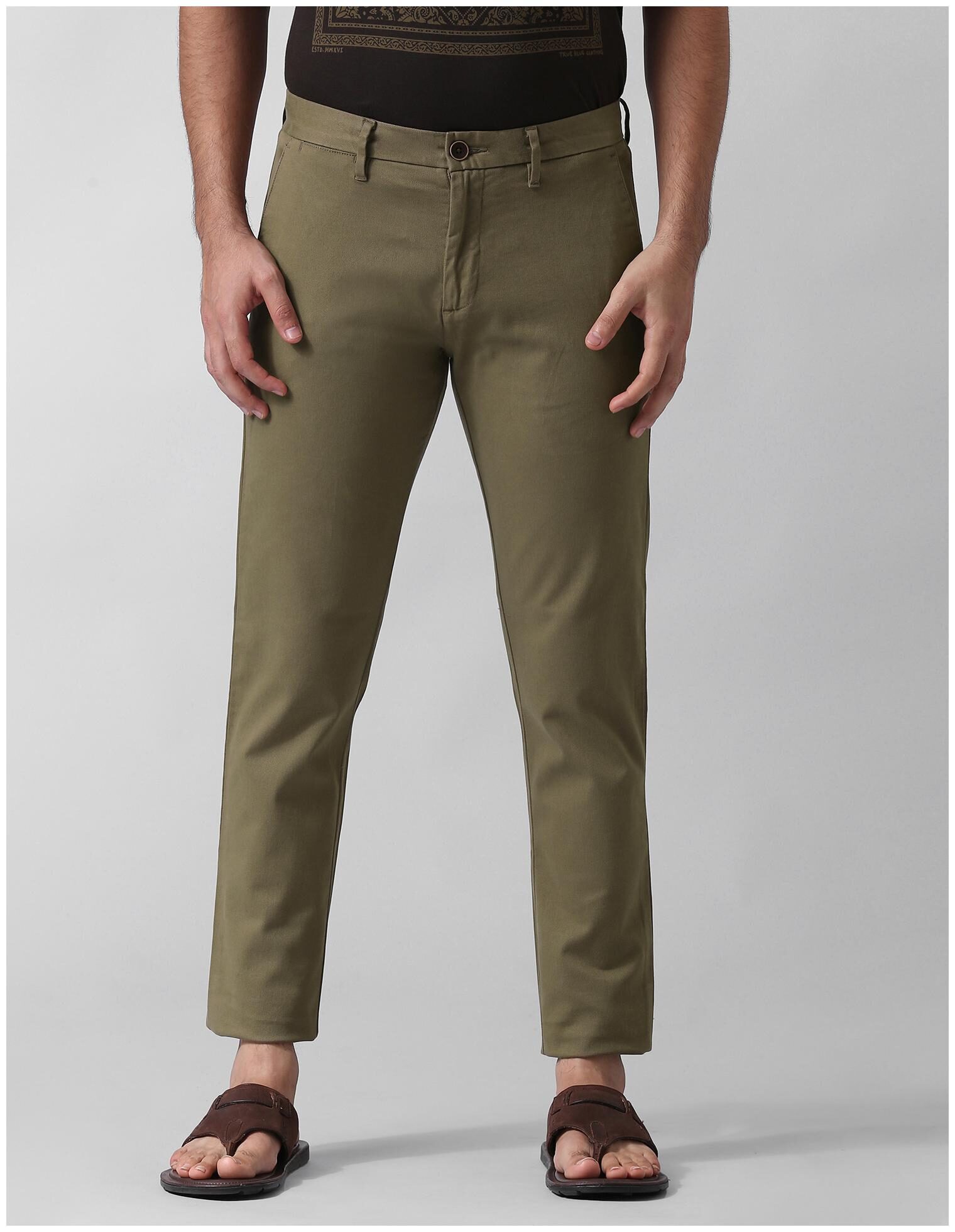 

True Blue Men Green Solid Slim fit Regular trousers