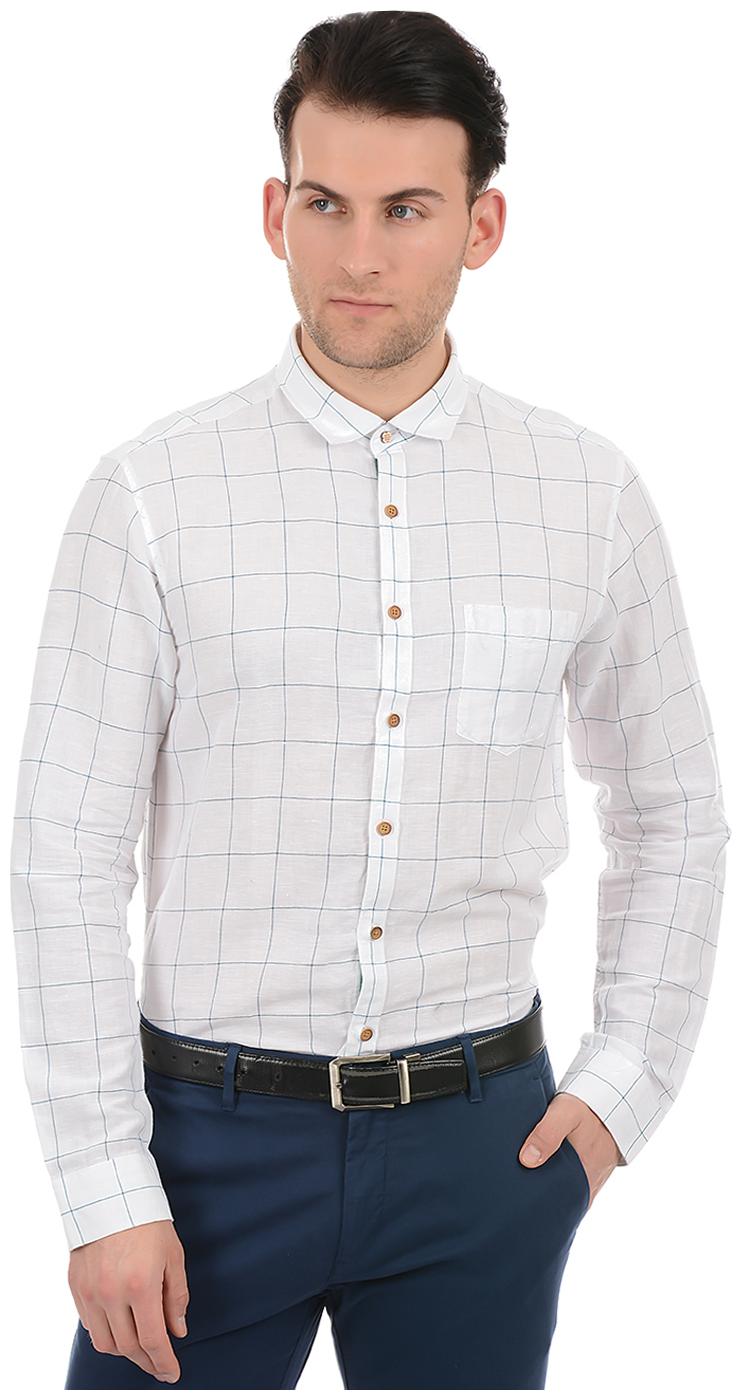 

True Blue Men White Checked Slim Fit Casual Shirt