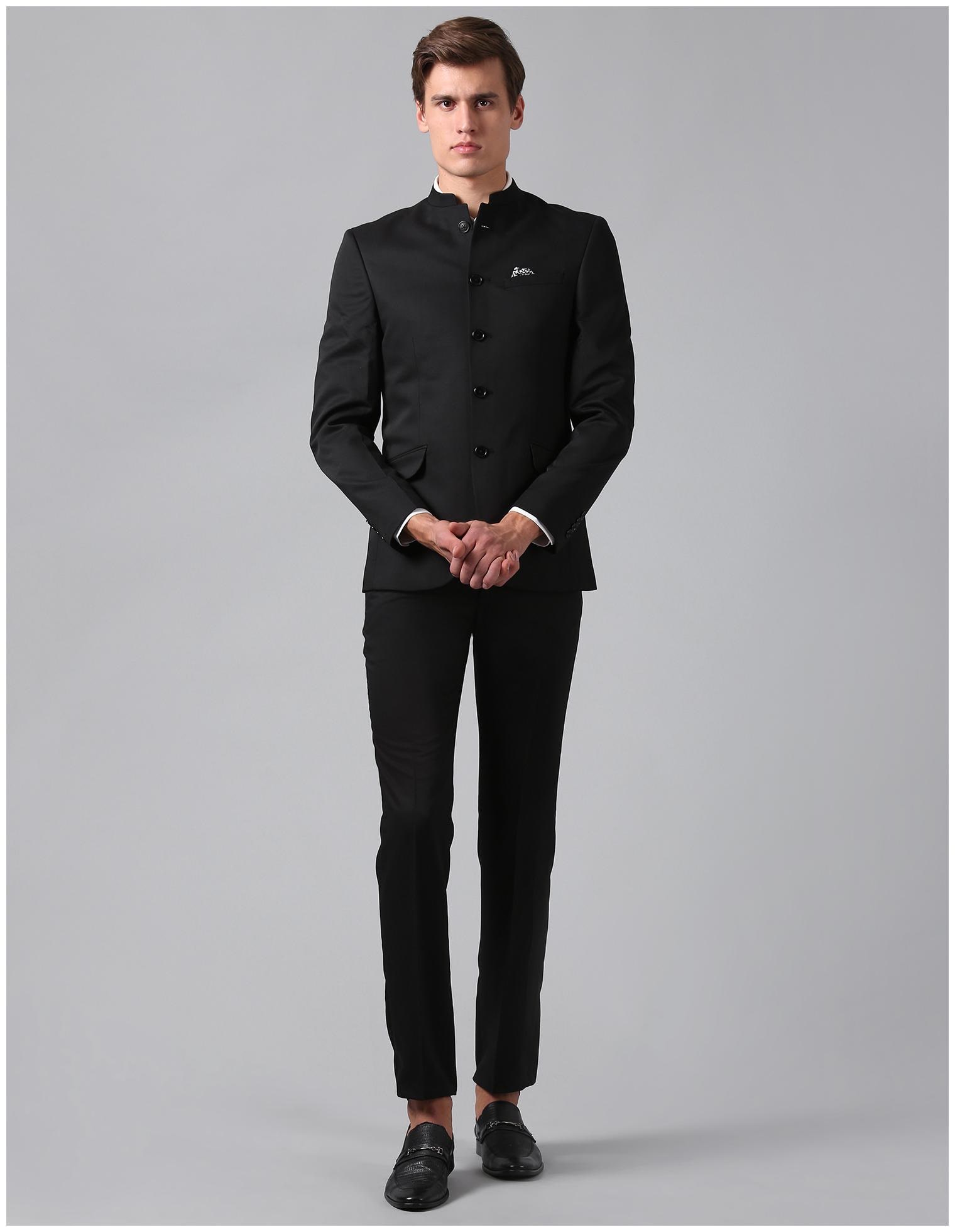 

True Blue Men Black Solid Slim fit Bandhgala Blazer and trouser