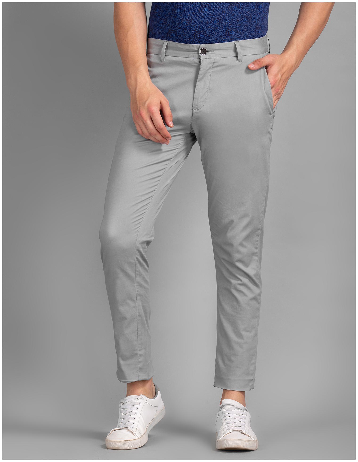 

True Blue Men Grey Solid Slim fit Regular trousers