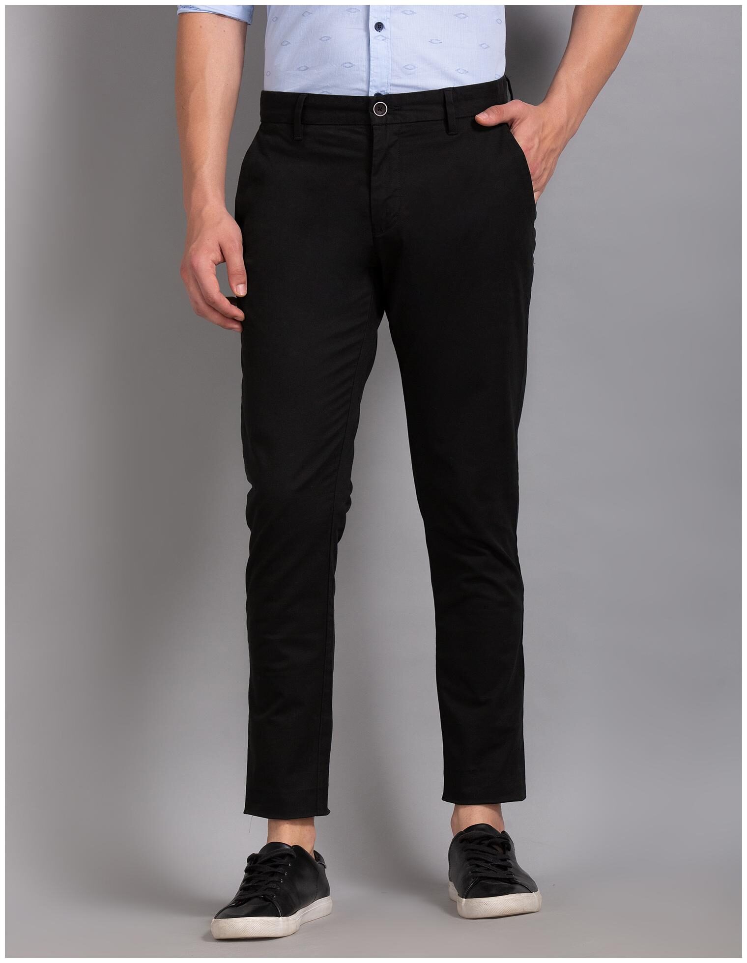 

True Blue Men Black Solid Slim fit Regular trousers
