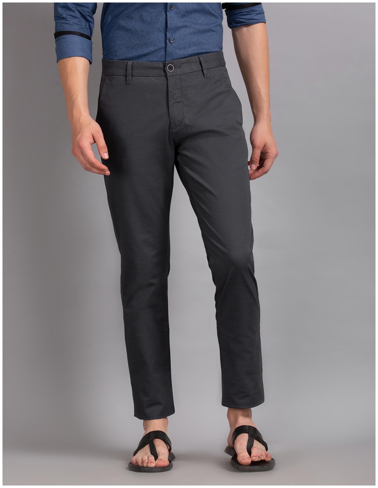 

True Blue Men Grey Solid Slim fit Regular trousers