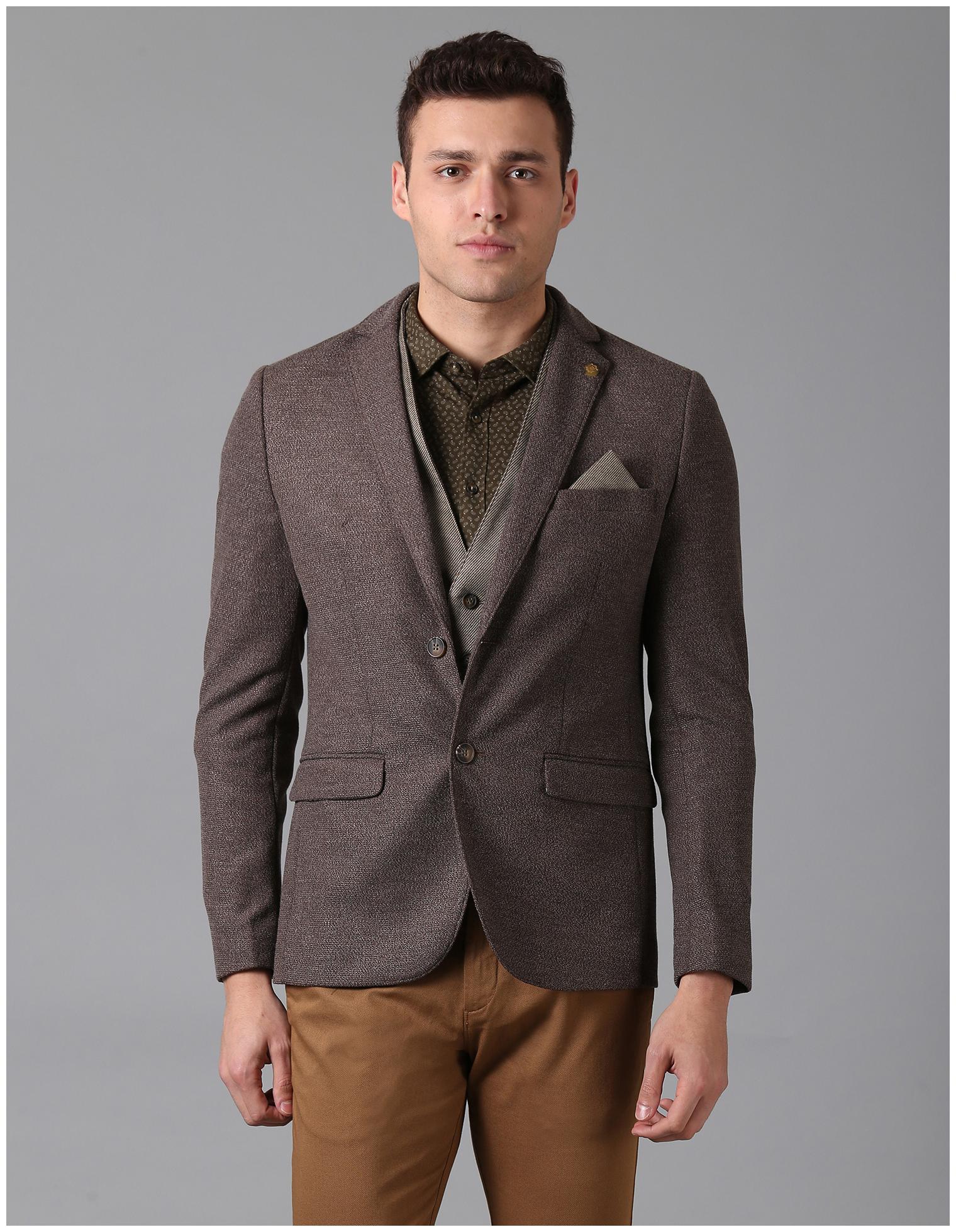 

True Blue Men Brown Solid Slim fit Single Breasted Blazer