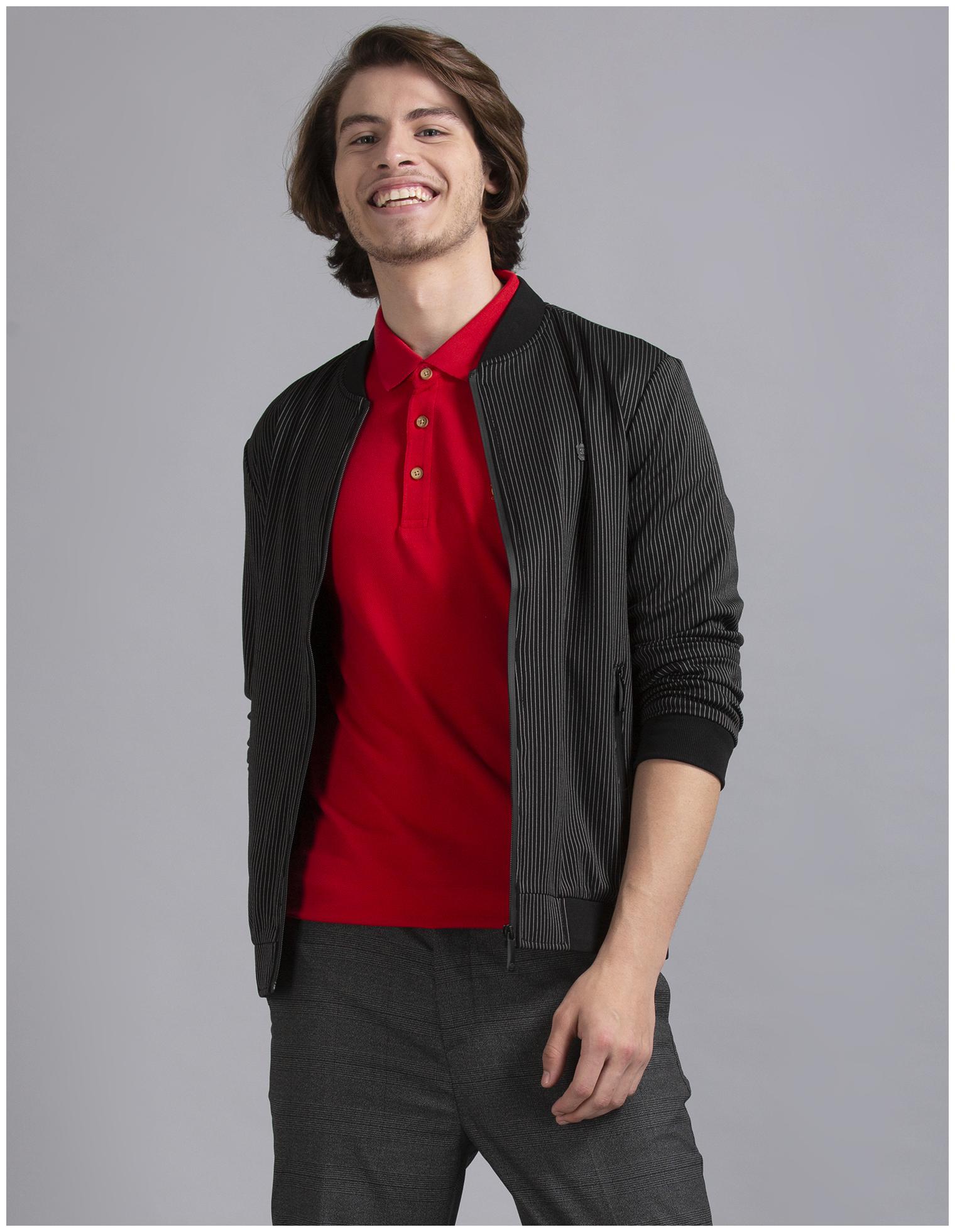 

True Blue Men Black Striped Bomber jacket