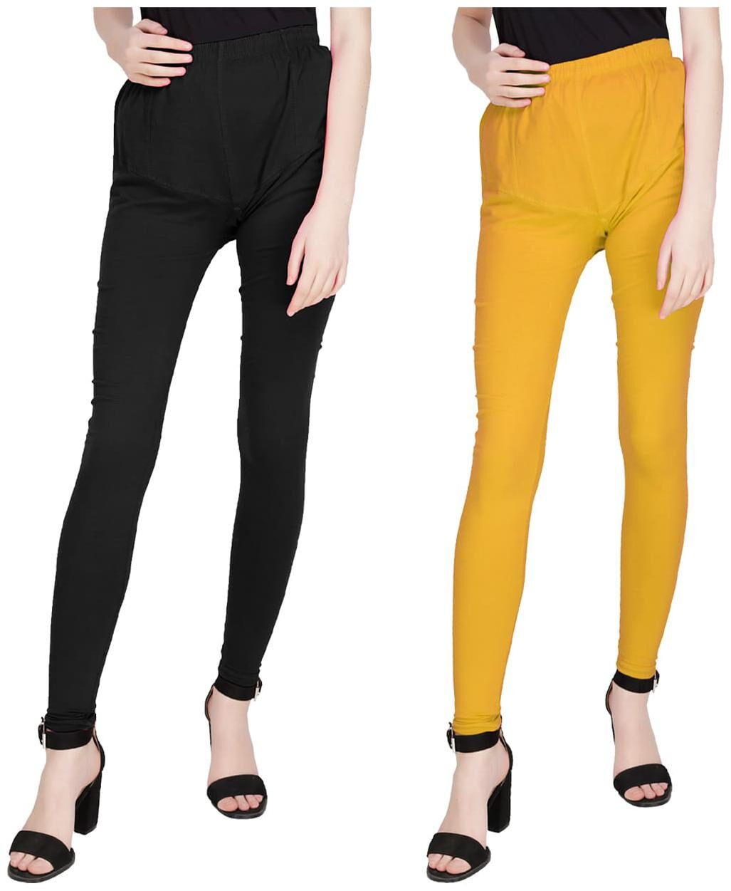 

TruLuv Cotton Leggins (Pack of 2) Multi Yellow