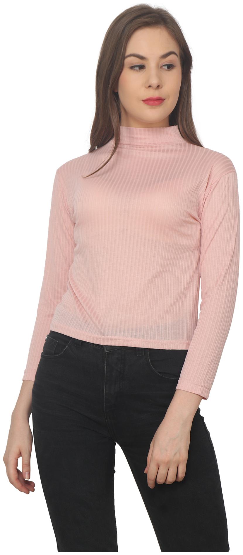 

India Inc Women Pink Regular fit Round neck Knitted T shirt