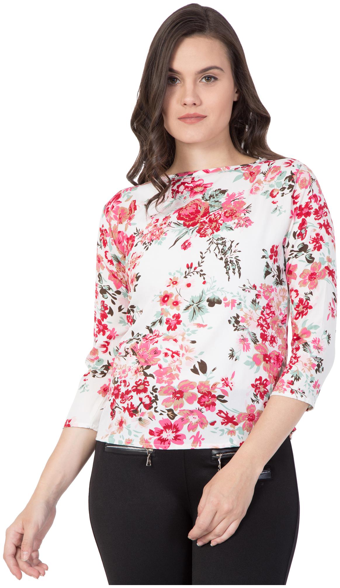 

TUSI Women Floral Regular top - White