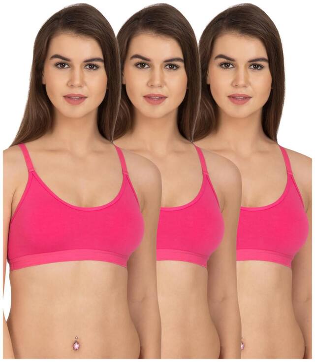 Tweens Pack of 3 Non Padded Cotton Racerback Bra - Pink