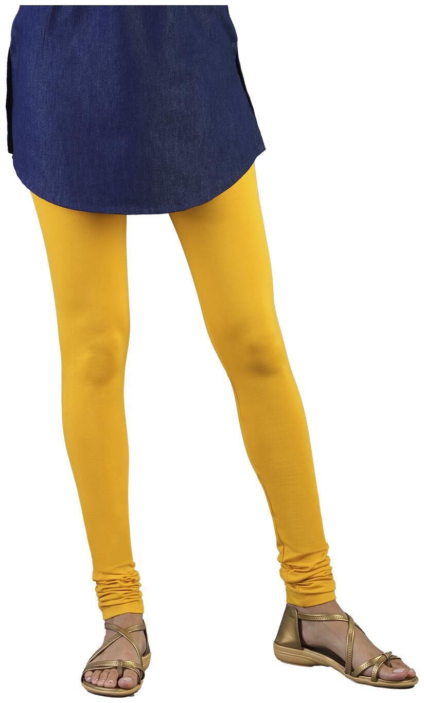 

Twin Birds Women Cotton Churidar legging Yellow color
