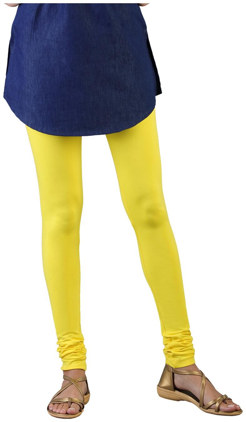 

Twin Birds Women Cotton Churidar legging Yellow color