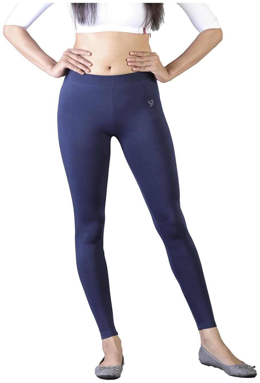 

Twin Birds Women Cotton Ankle Length Legging (Blue)