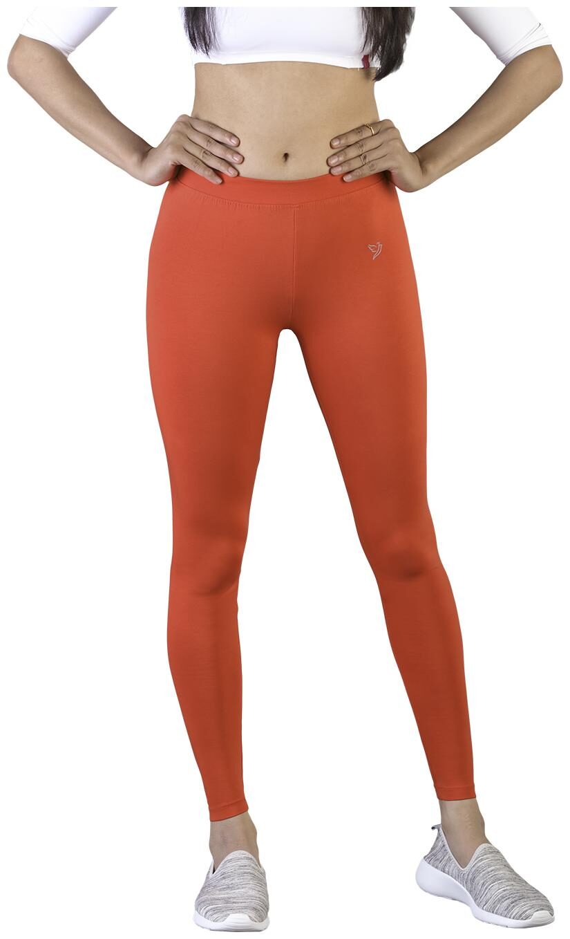 

Twin Birds Women Cotton Ankle Length Legging (Orange)