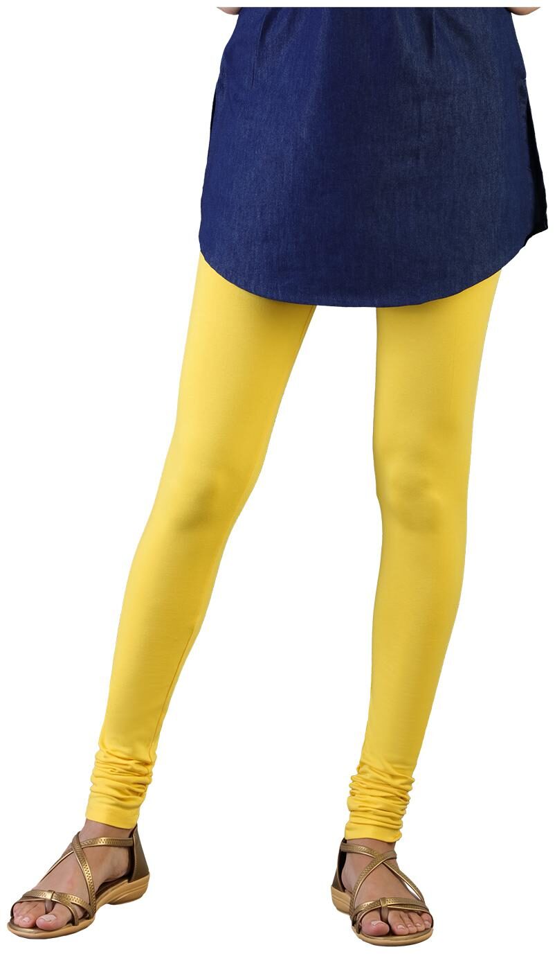 

Twin Birds Women Cotton Churidar legging Yellow color