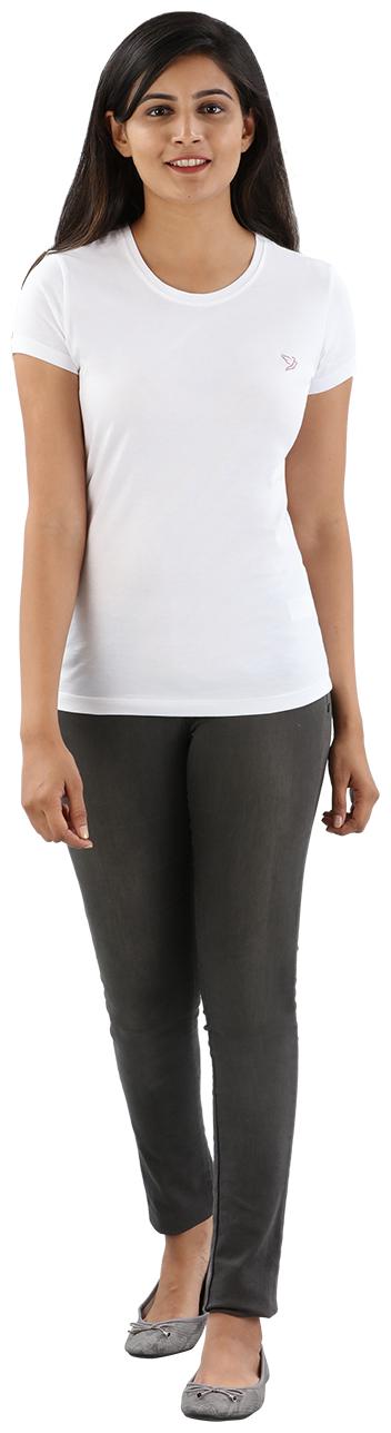 

Twin Birds Women White Slim fit Round neck Cotton T shirt