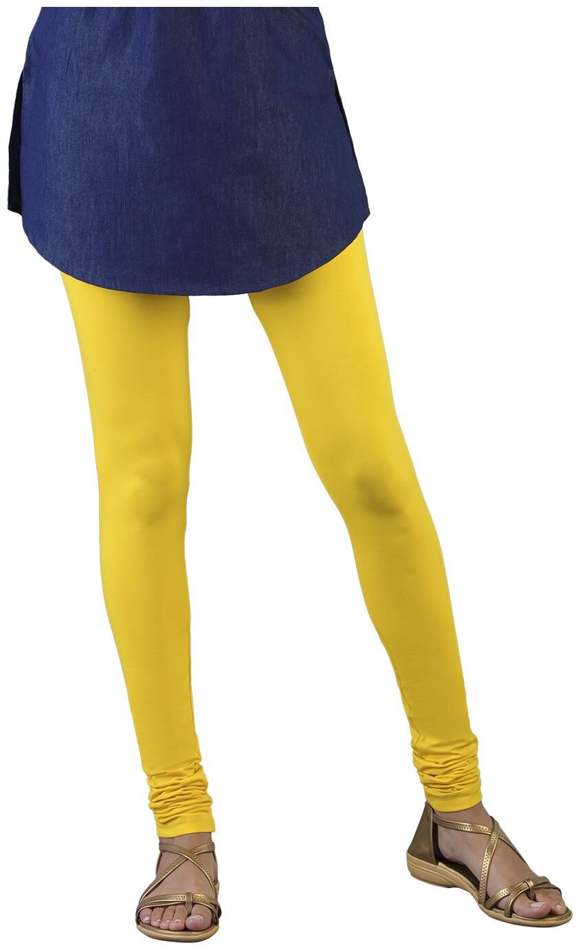 

Twin Birds Women Cotton Churidar legging Yellow color
