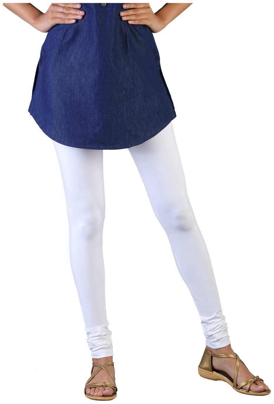

Twin Birds Women Cotton Churidar legging White color