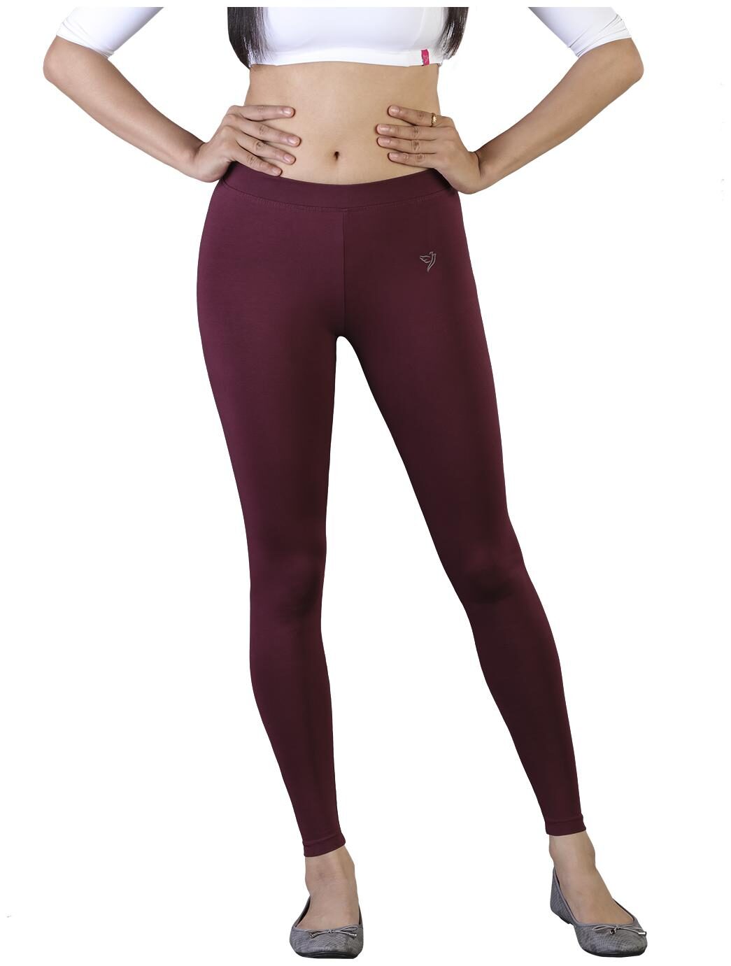 

Twin Birds Women Cotton Ankle Length Legging (Maroon)