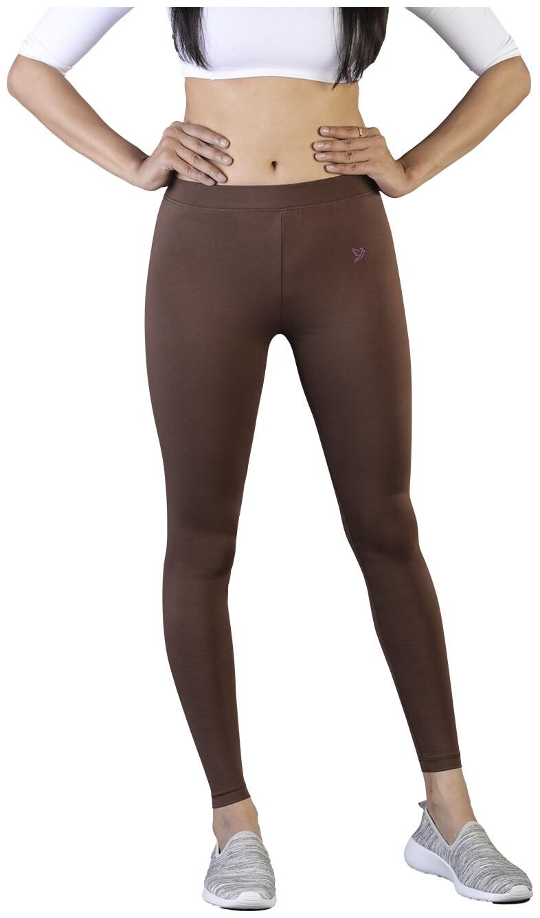 

Twin Birds Women Cotton Ankle Length Legging (Brown)