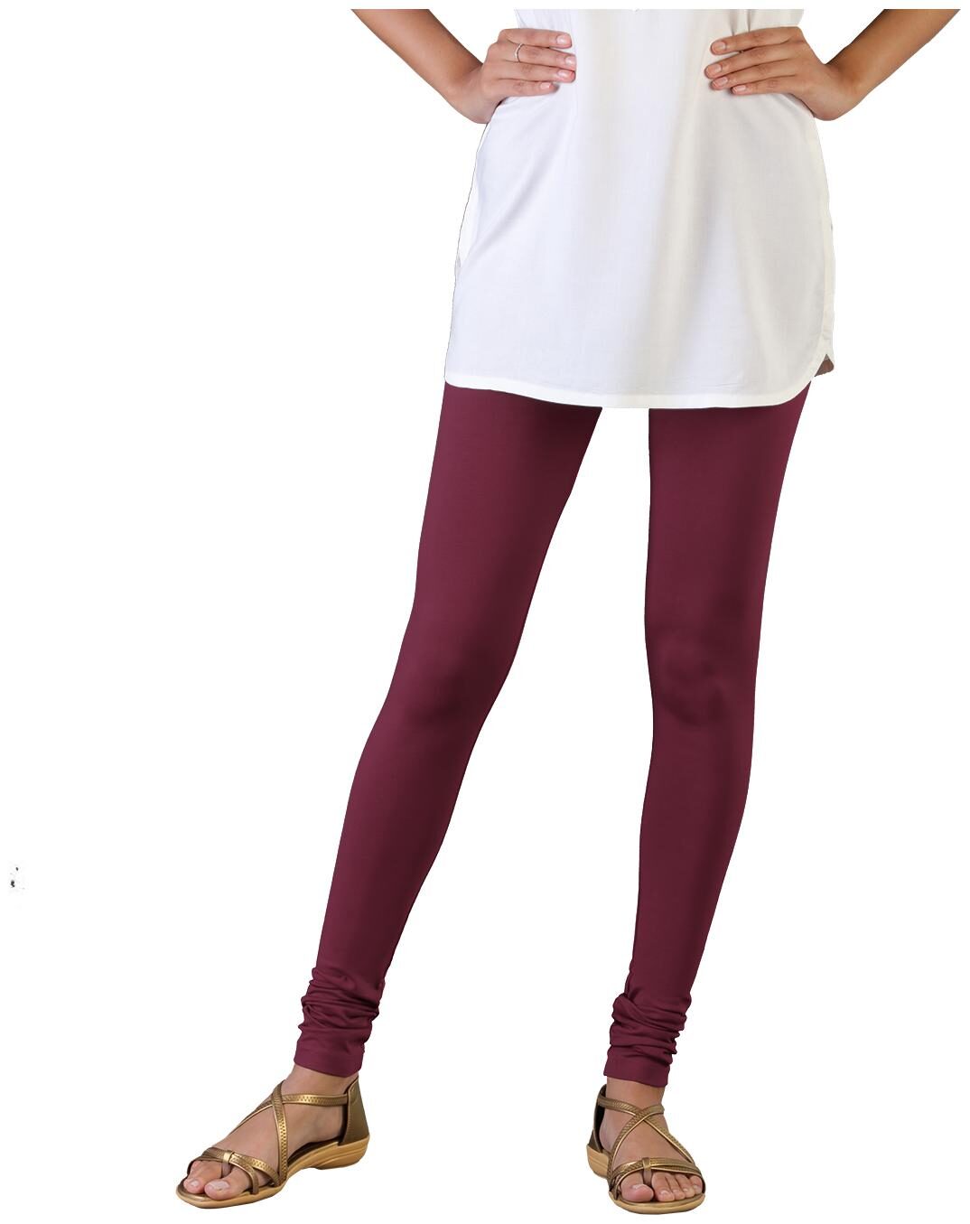 

Twin Birds Women Cotton Churidar legging Maroon color