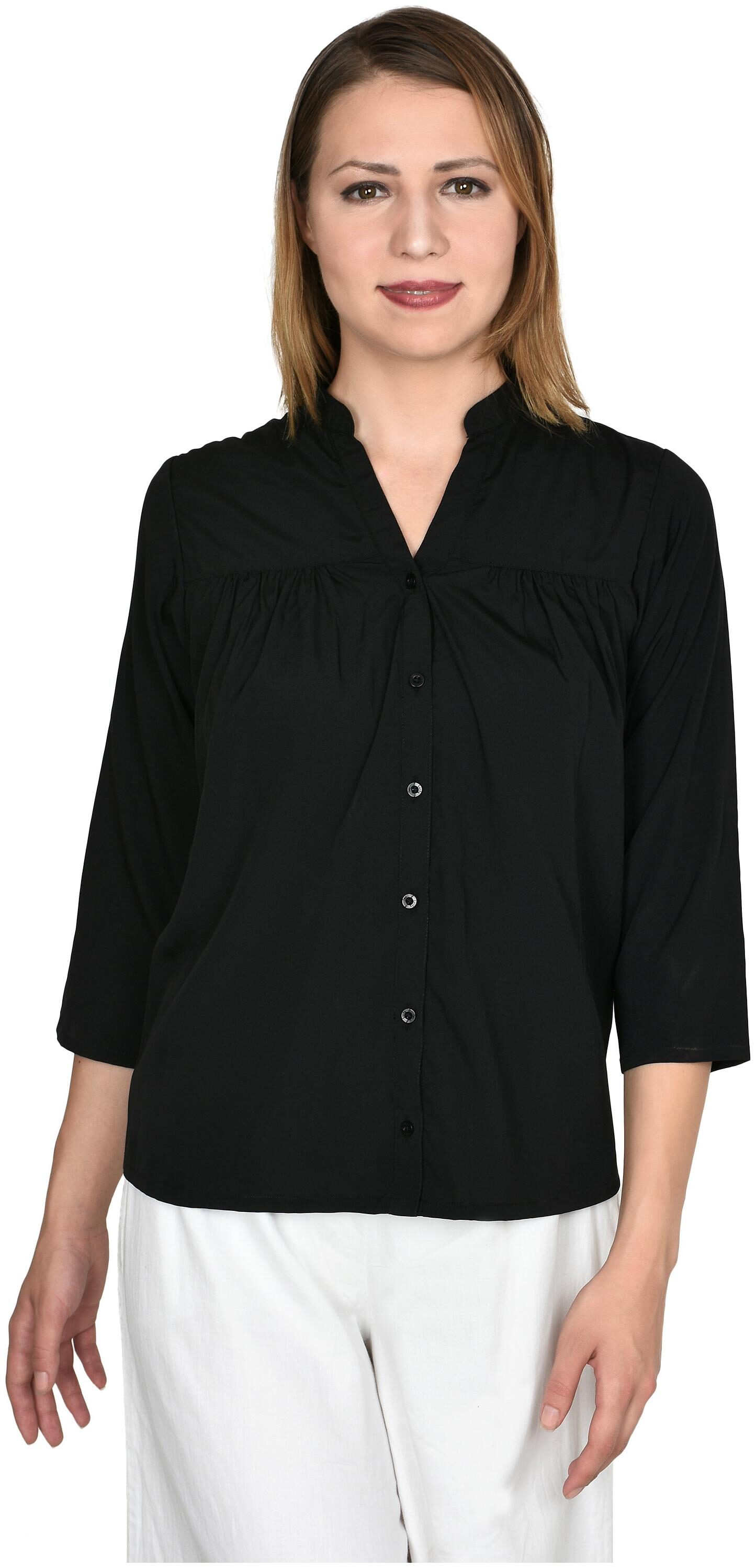 

TWO LUCKY Women Black Solid Regular Fit Shirt