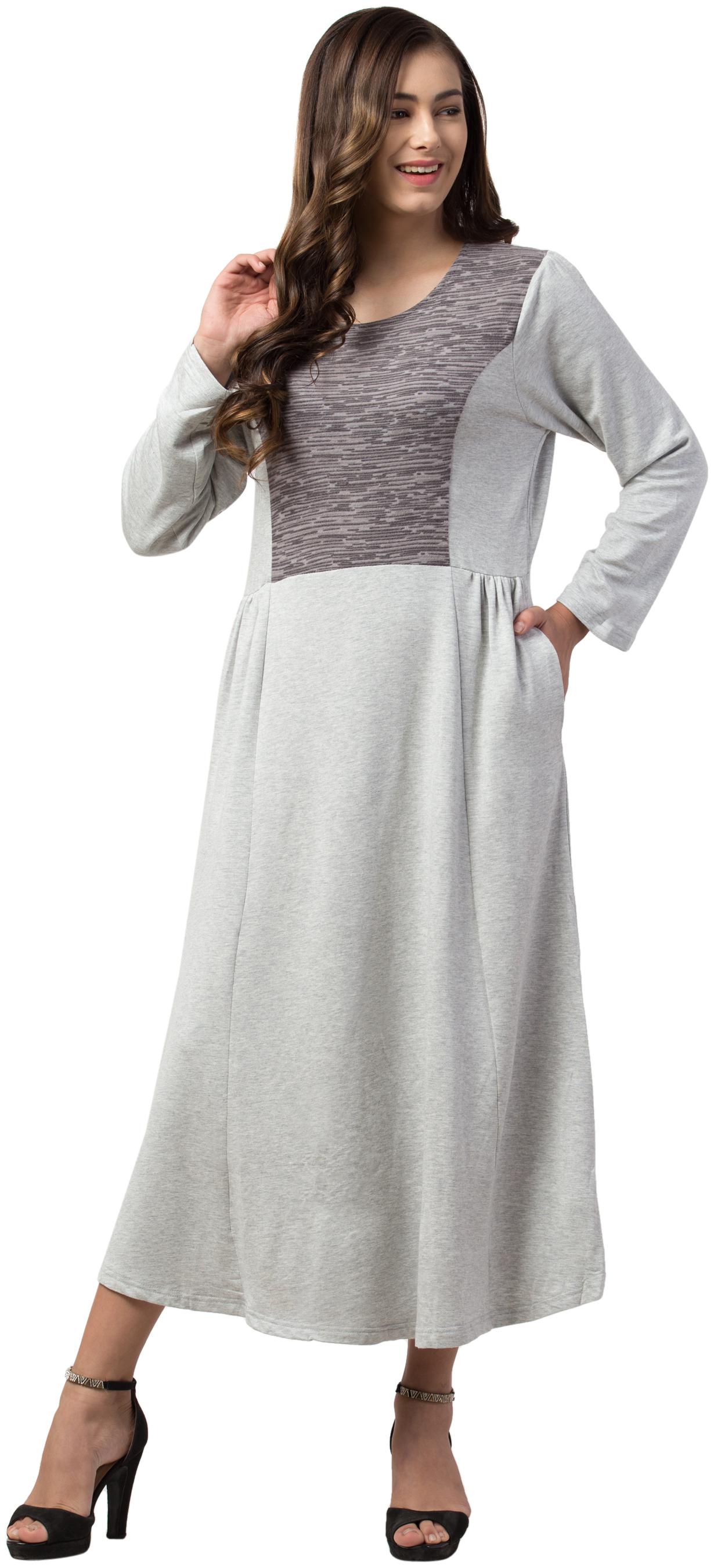 

Dibiya White Self design A-line dress