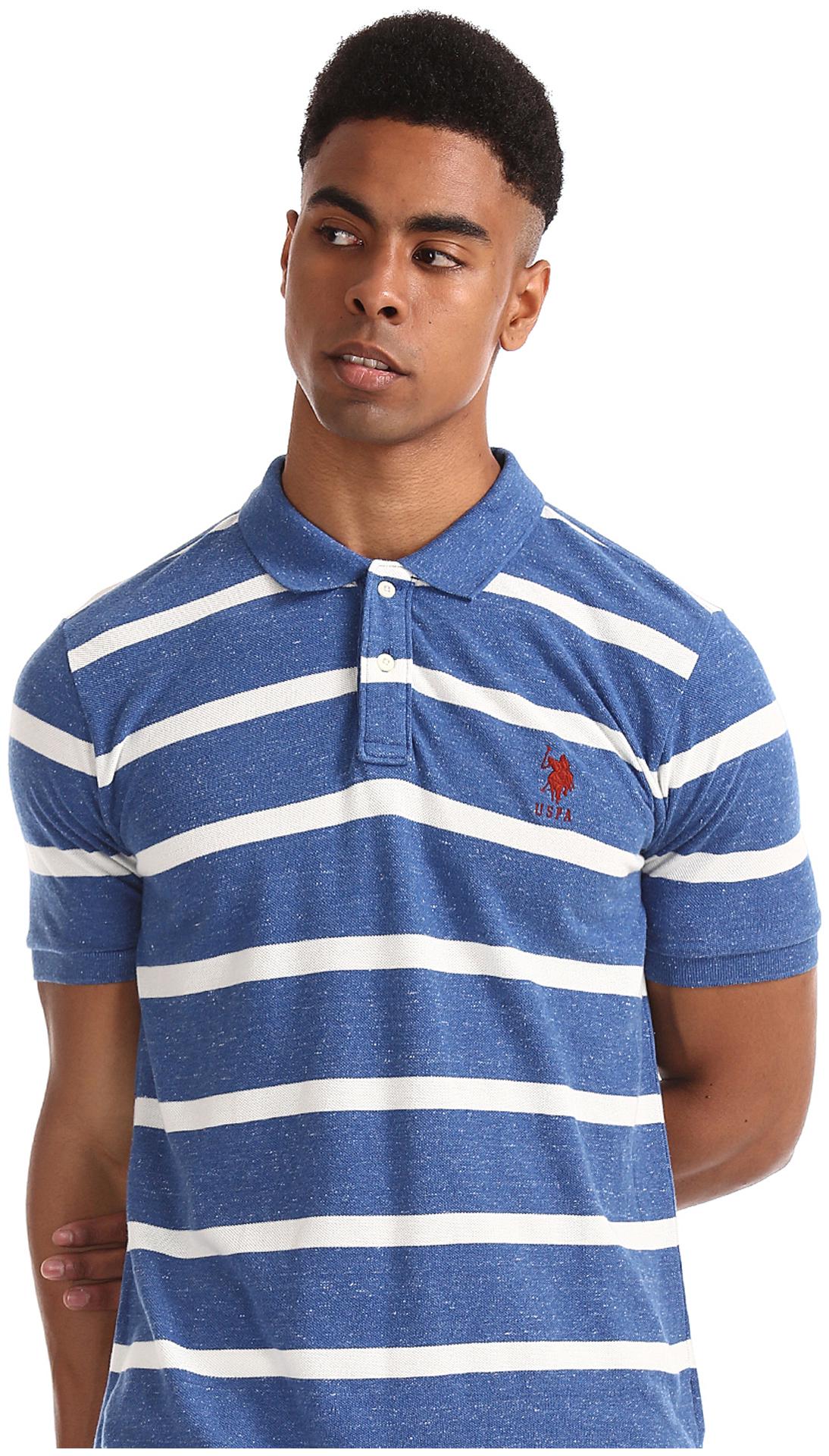 

U S Polo Assn Men Blue Slim fit Cotton Polo collar T-Shirt - Pack Of 1